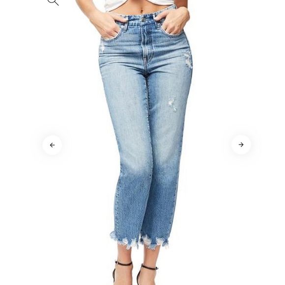 Good American Light Blue Straight Leg Jeans - Picture 1 of 15